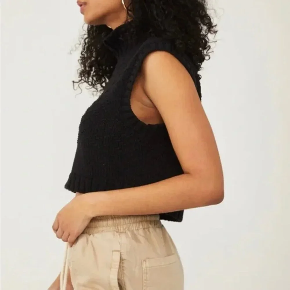 Free People Winding Road Collared Sweater Vest NWOT Size XS